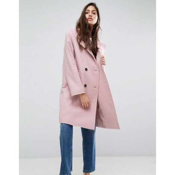 NWT ASOS Wool Blend Coat with Raw Edges - Picture 3 of 6